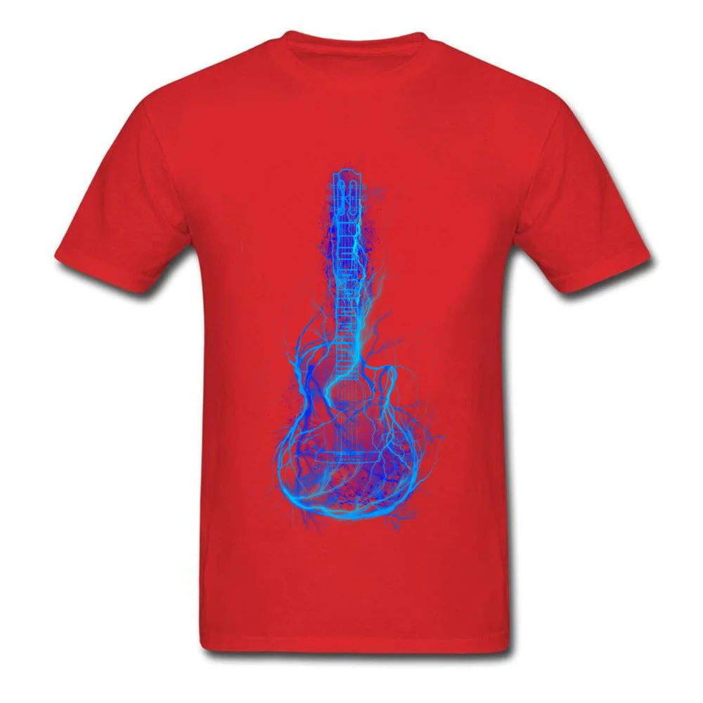 Electric Guitar Men T Shirts Brand New 3D Printed Tops T Shirt Summer Autumn 100% Cotton Fabric Crew Neck Tee Shirt Short Sleeve Electric Guitar red