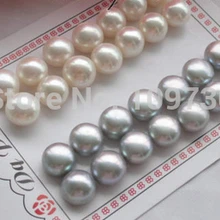 Ry00366 14 pair 11-12 мм серый розовый Пресной Воды культивированный жемчуг серьги 925sil