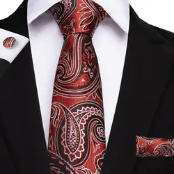 DiBanGu красный черный Пейсли 8 см мужские s Галстуки Карманный квадратный набор галстуков для мужчин жаккардовые галстуки с узором мужские