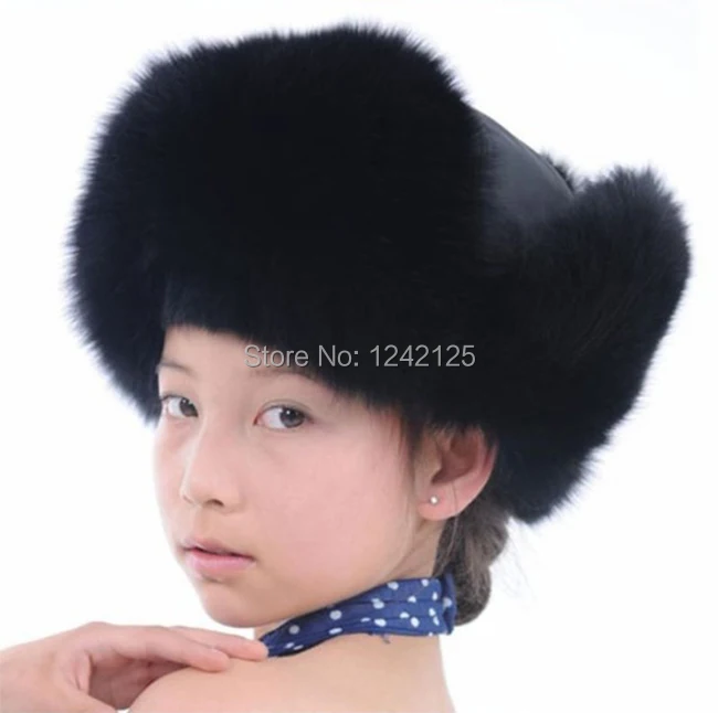 Новая русская меховая шапка зимняя шапка с натуральным лисьим мехом для мальчиков и девочек теплая Детская меховая шапка для родителей и детей женская меховая шапка с лисьим ушком