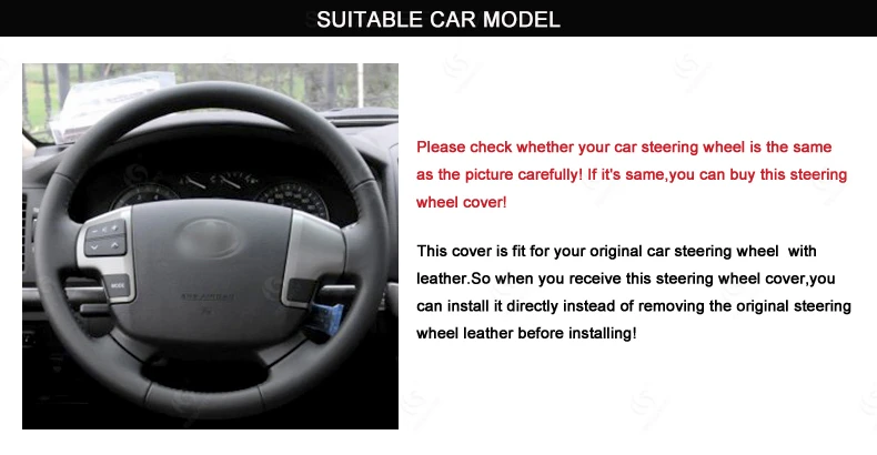 for-Toyota Land Cruiser 2008-2015 Tundra 2007-2013 Sequoia 2008-2013 Black Artificial Leather Steering Wheel Covers