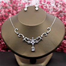Vysor AAA Cubic Zirconia Necklace Earrings Sets Clear Zircon Stone Women Party Performance Jewelry Set Pendant Necklace Choker Vysor AAA Cubic Zirconia Necklace Earrings Sets Clear Zircon Stone Women Party Performance Jewelry Set Pendant Necklace Choker