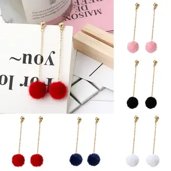 

Concise Cute Fluffy Ball Long Dangle Women Earrings Pendant Jewelry Ornament Tassel Earrings for Women Fashion Jewelry