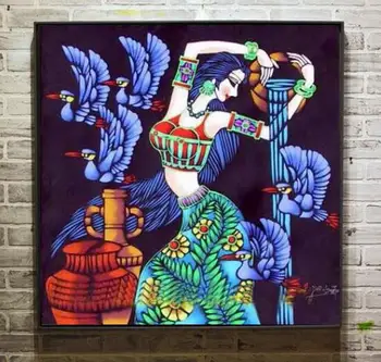 

Free shipping Folk Art Hand Painted on Canvas Nice oil painting (no Frame)P-06