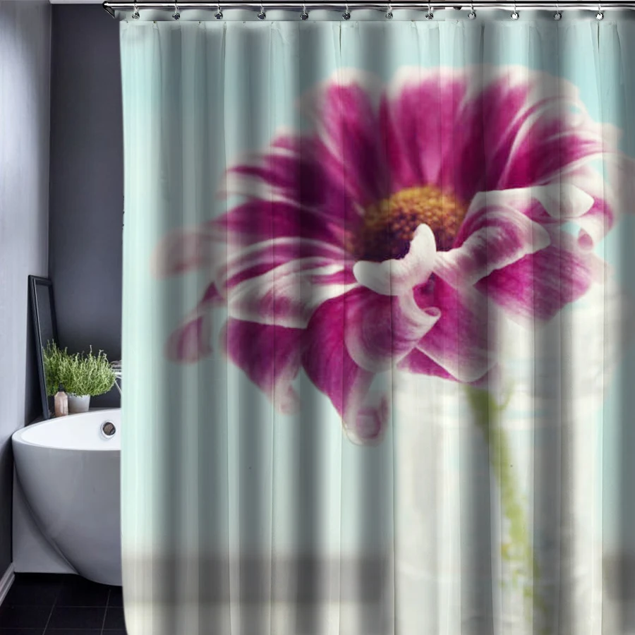 Flower Customized Shower Curtain Bathroom Waterproof Bathroom Fabric