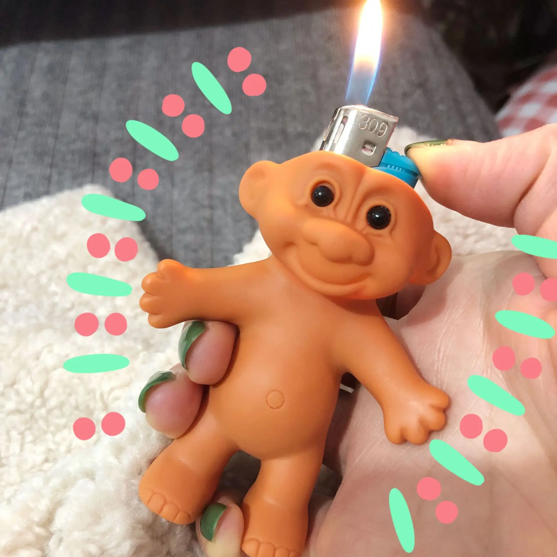 

Cute funny rubber doll style lighter shell case box 7cm No lighter