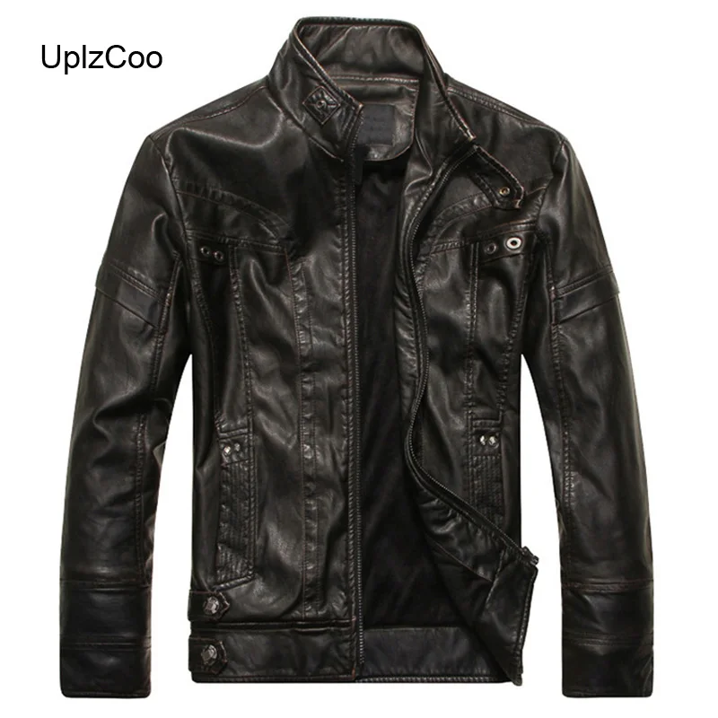 

UplzCoo 2019 Men Leather Jacket Motorcycle PU Jacket Male Casual Leather Jacket Slim Fashion Men's Brand Clothing 3XL FM037