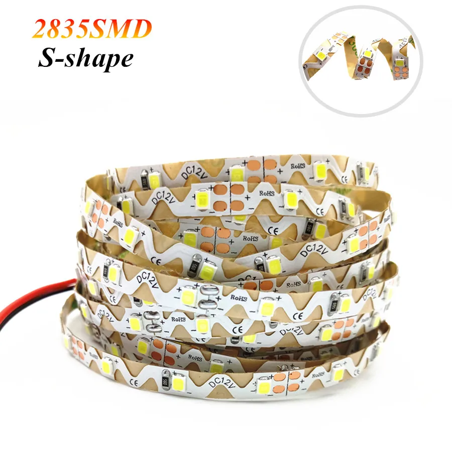 5 м 2835 SMD RGB Светодиодная лента светильник 60/120 светодиодный s/M S форма Светодиодная лента e лента теплый белый синий красный зеленый DC 12 В Декоративная гирлянда лампа - Испускаемый цвет: S Shape