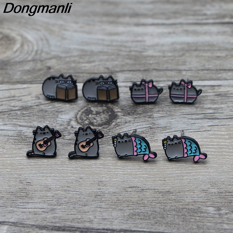 

L2615 Cat stainless steel pierce Ear Stud kids Earrings For Stainless steel prevents allergy