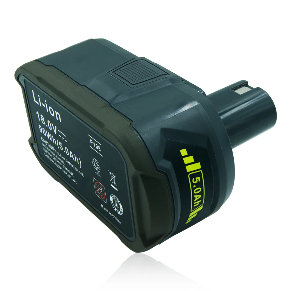  2PCS New Replacement 18V 5000mAH Lithium Power Tool Battery for Ryobi 18-Volt Tool P122 P102 P108 P