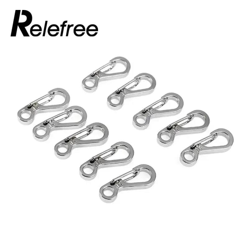 

Relefree 10PCS Mini Climbing Hooks Spring Paracord Clasps Keychain Camping Tactical