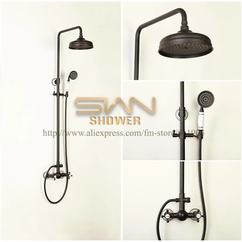 ORB Exposed Wall Mount Bathroom Shower Faucet Set Mixer Tap Rain Fall