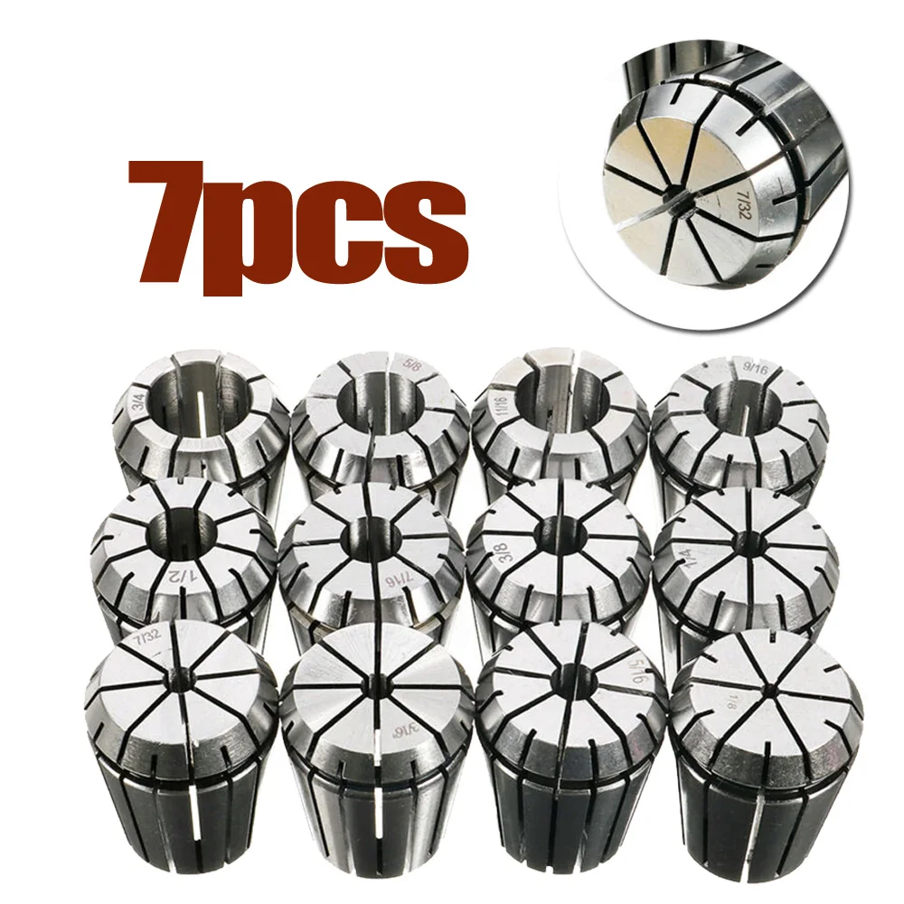 

7PCS ER-32 Spring Collets CNC Precision SET 3/16 1/4 5/16 3/8 1/2 9/16 3/4'' For Machine Spindle And Chuck Holder