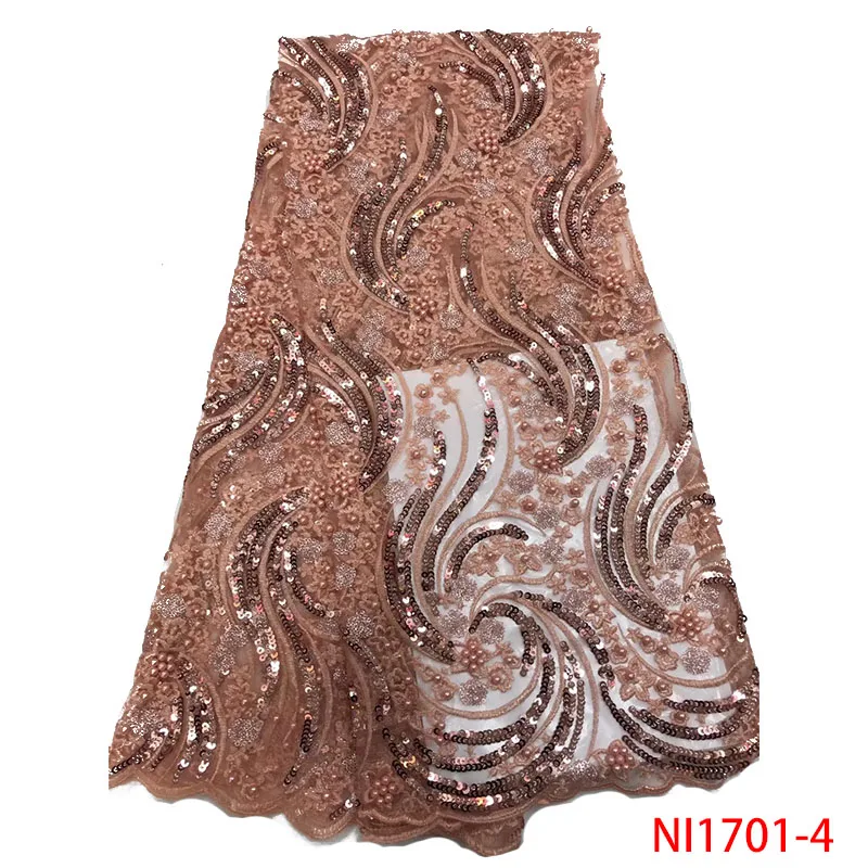 

Malaysia Lace Embroidery Fabric Bridal Beaded Embroidery Lace Fabric Lace Embroidery Fabric Sequin QF1701-4
