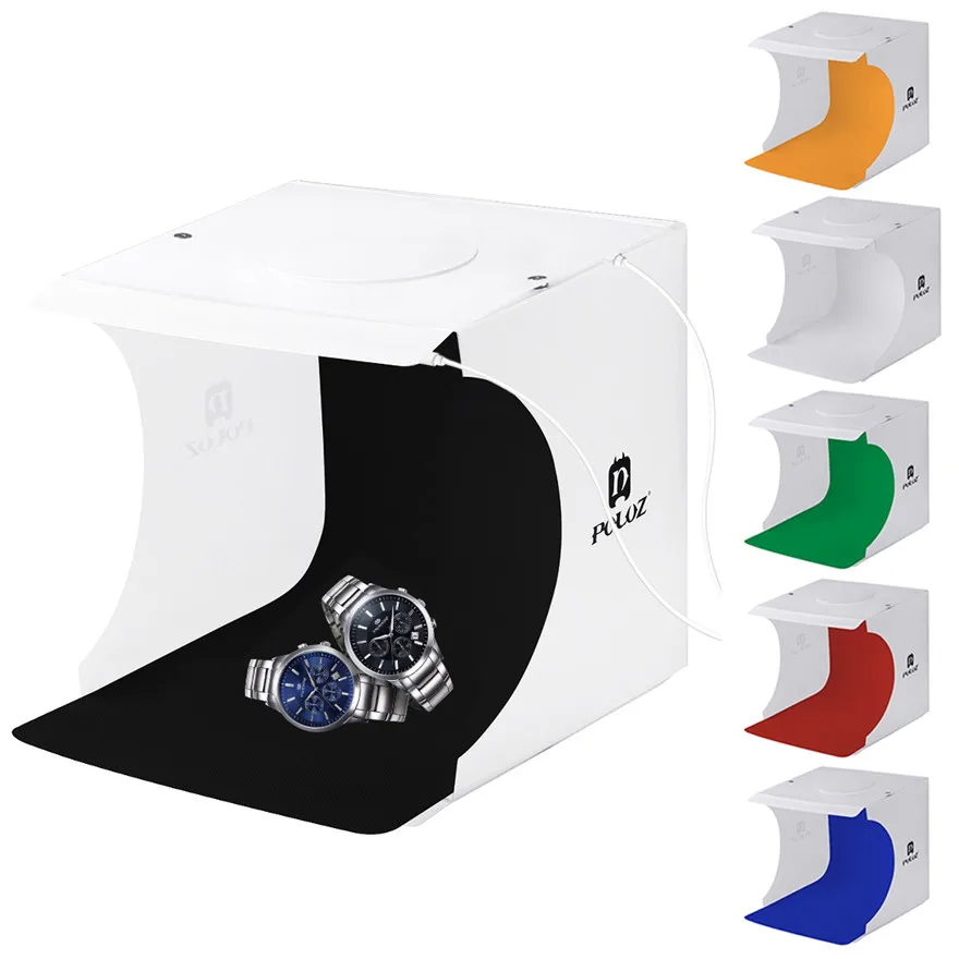 

Mini Folding Studio Diffuse Soft Box Lightbox With LED Light Black White Photography Background Photo Studio Box for Camera