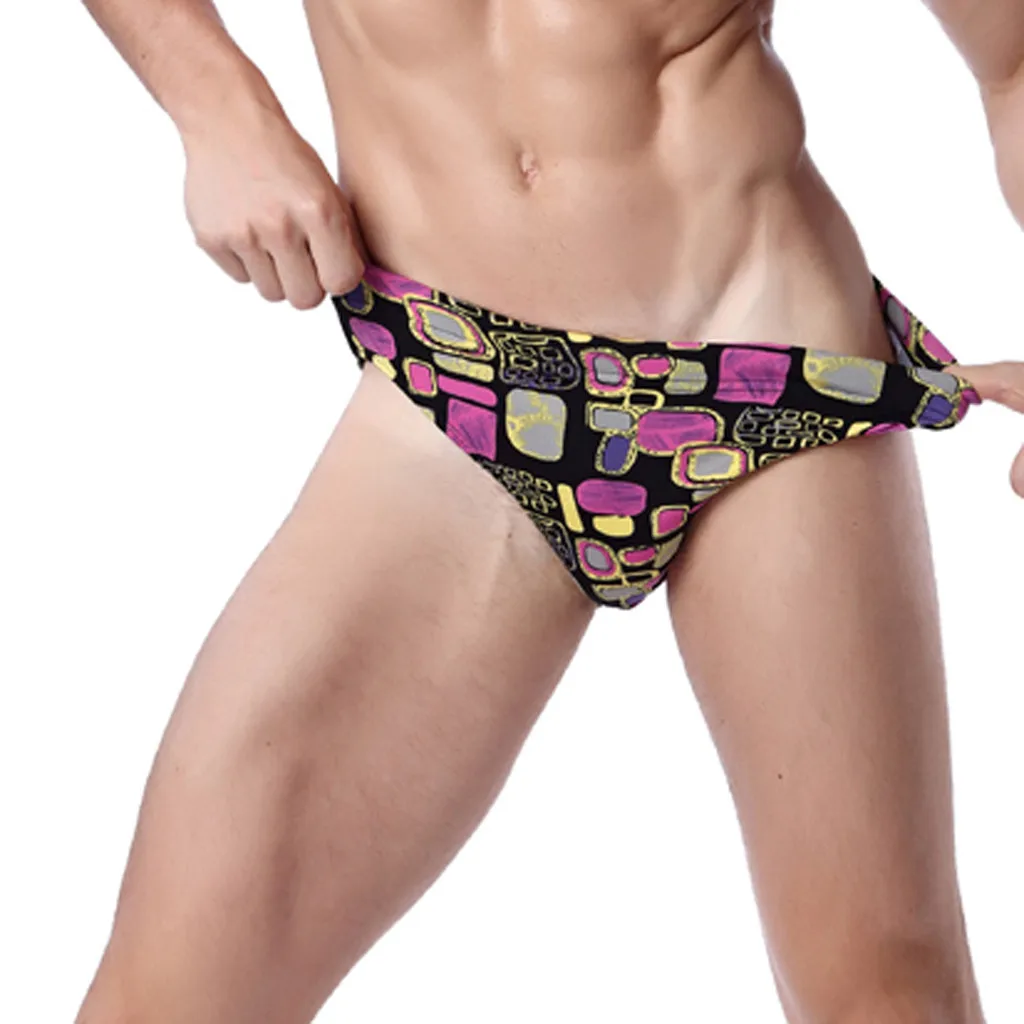 

Swimwear Briefs Men Swimming Trunks Pants Slim Gay U Convex Breathable Underwear Print Beach Summer Swimsuit Bikini Sexy