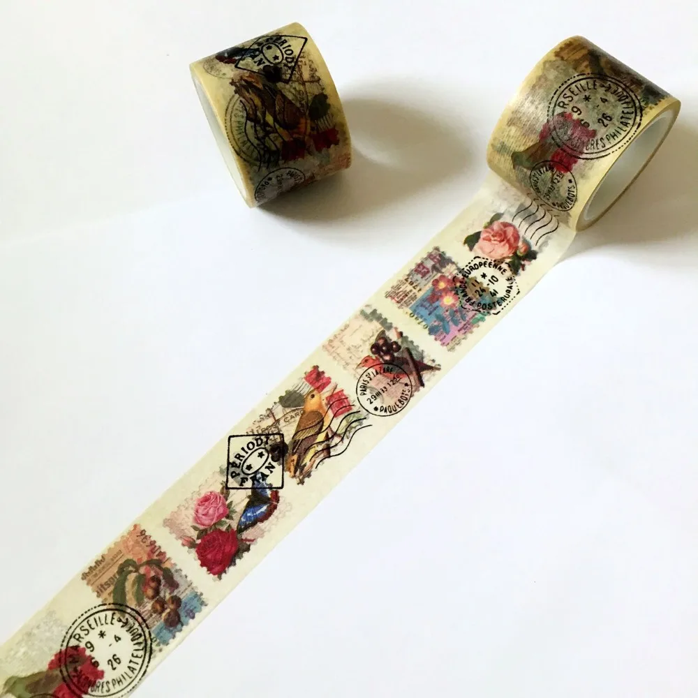 

Beautiful 30mm*5m Beautiful Vintage Rose and Birds Stamp/ Adhesive Tape DIY Scrapbooking Masking Tape