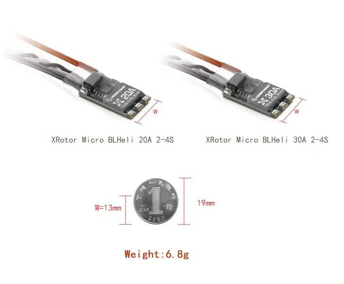 Hobbywing XRotor micro 20A/30A/35A BLHeli ESC поддержка OneShot125 провода для FPV гоночный Квадрокоптер Дрон