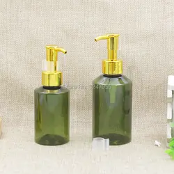 100ml150ml200ml пластиковые оливковый зеленый бутылка лосьон насос, DIY темно-зеленый ПЭТ Косметические Шампунь многоразового бутылки, эмульсия