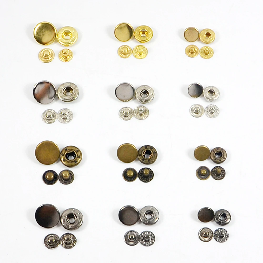 10pcs 15mm Mix 4 Colors Metal Snap Fasteners Poppers Press Stud Sewing Leather Button DIY