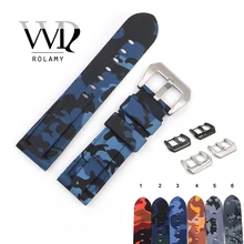 Rolamy – bracelet de rechange en caoutchouc de Silicone pour Panerai Luminor, étanche, bleu, noir, gris, rouge, 22, 24mm
