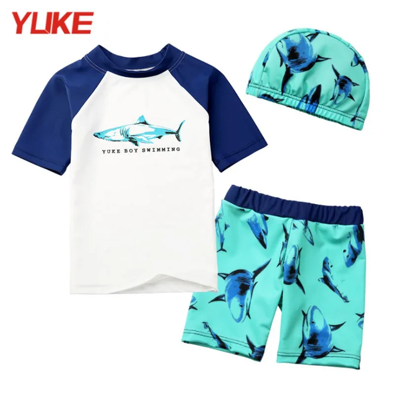 

Yuke Kids Swimsuit Children Swimwear for Baby Boys Swimsuit Set Swimming Suit Cartoon Dinosaurs Speed Dry Clothes with swim cap