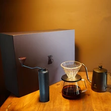 Подарочная коробка MYM51 тонкий набор портативный стальной шлифовальный сердечник высокое качество ручка дизайн супер ручная кофейная мельница Dulex подшипник