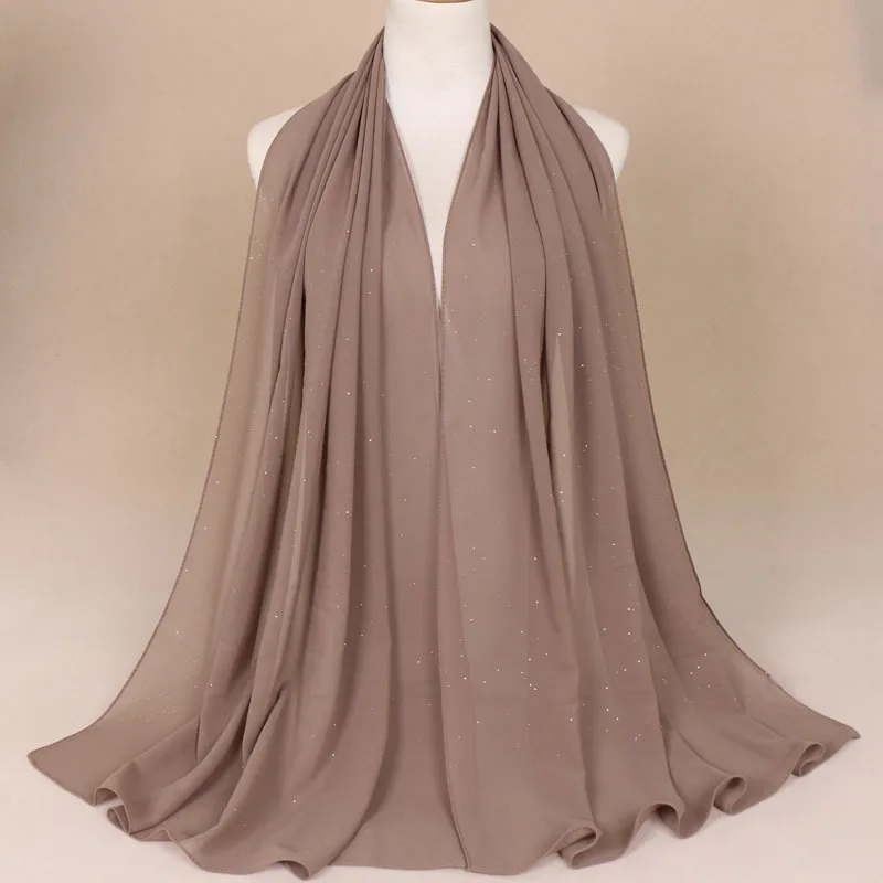 NEW women gold chiffon solid color muslim head scarf shawls and wraps pashmina bandana female foulard ladies hijab stores