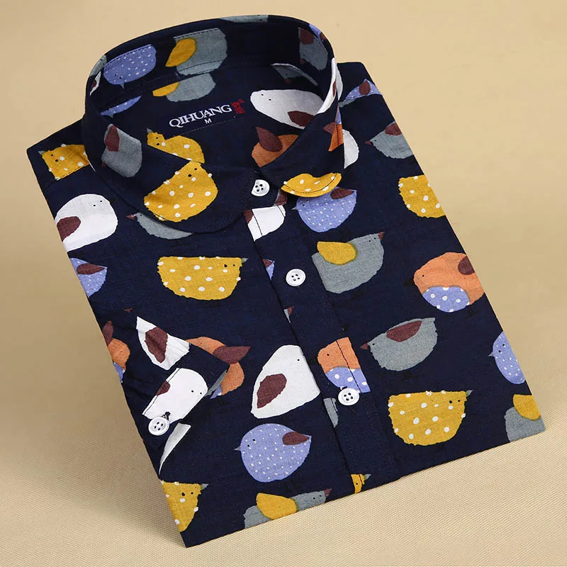 QIHUANG Short Sleeve Women's Shirt Casual Blouses Cotton Turn Down Print Shirt Plus Size Fashion Women Tops and Blouse S-5XL QIHUANG Short Sleeve Women's Shirt Casual Blouses Cotton Turn Down Print Shirt Plus Size Fashion Women Tops and Blouse S-5XL