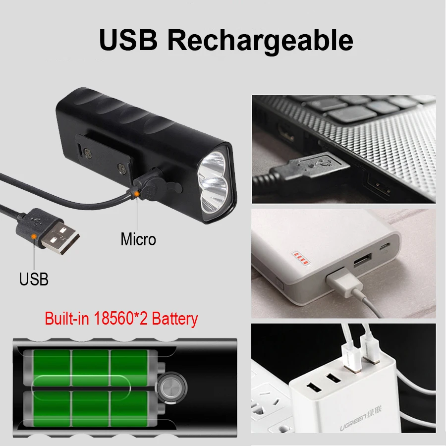 Skup NEWBOLER 5200mAh światło rowerowe zestaw T6 L2 latarka dla rowerów 2400 lumenów latarka led USB reflektor uchwyt mocujący cykl Fornt lampa