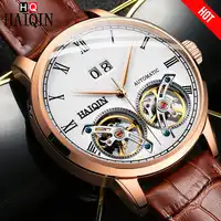 HAIQIN Top ยี่ห้อผู้ชายนาฬิกาอัตโนมัติ luxury ของขวัญนาฬิกาผู้ชายคู่ Tourbillon 50m นาฬิกาข้อมือชายกันน้ำ