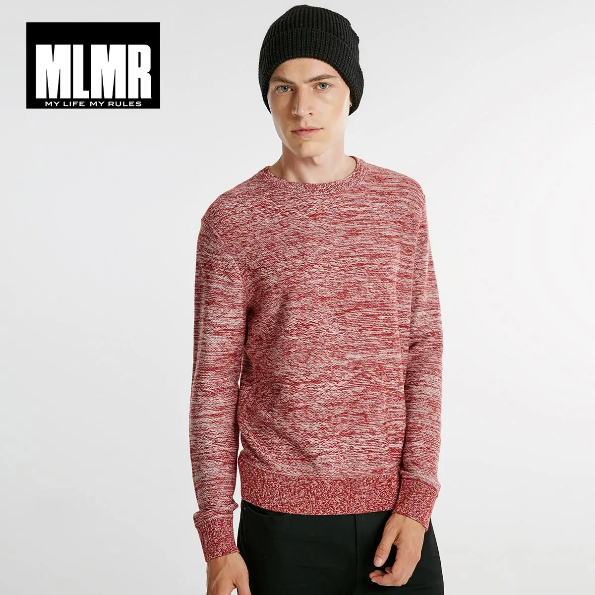 MLMR JackJones Для мужчин; Зимняя шерстяная одежда-смесь с длинным рукавом вязаный свитер для повседневной носки Для мужчин Slim Fit брендовые
