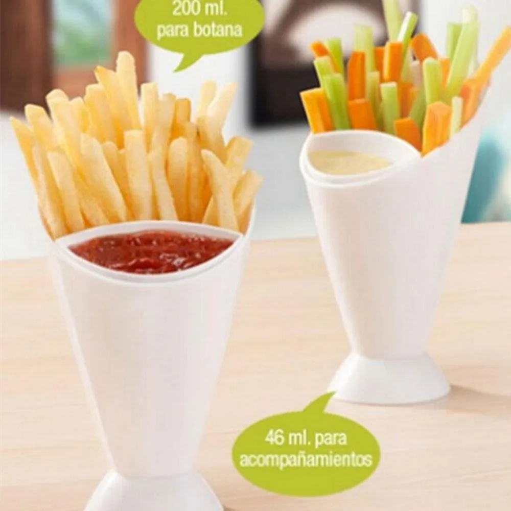 Convenient Snack Stand Dip Serve Holder Fries Chips Finger Food Sauce