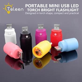 

TSLEEN 10Pcs Portable Mini USB LED Light Flexible Bright Torch Flashlight Power Bank Lamp Colorful Nightlight Camping Outdoor