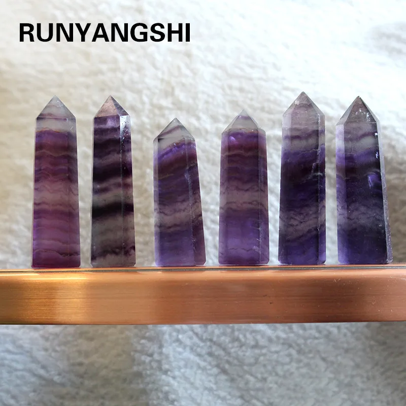

Natural crystal raw stone polished purple Fluorite Crystal column six prism high quality smoking tube 1pc runyangshi ZZ34