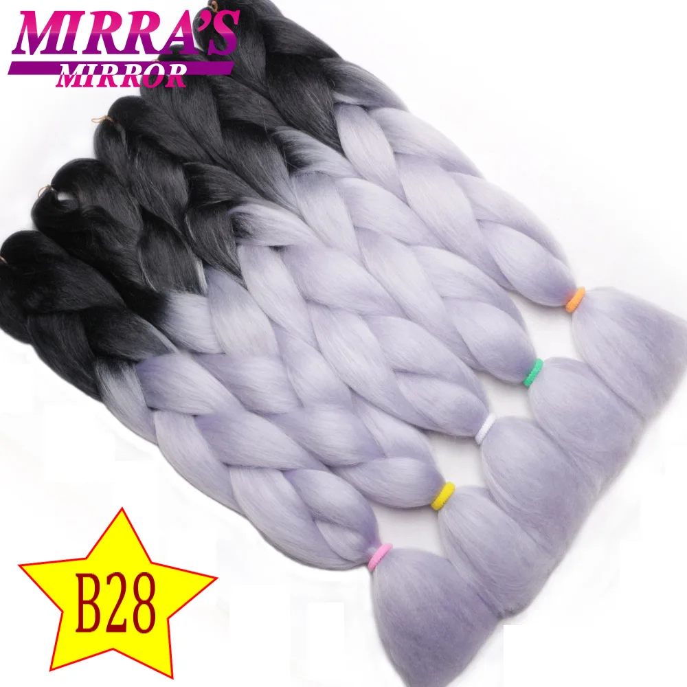 Mirra’s Mirror 5pcs Jumbo Braid Hair Crochet Braids Synthetic Hair Ombre Braiding Hair Extensions Three Tone 24inches - Цвет: B28