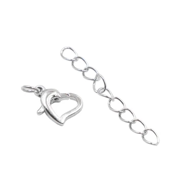

5PCS Silver Color Clasp Hook Heart Buckle Lobster Fastener Parts for Jewelry Making Necklace Bracelet Supplies Connector A901