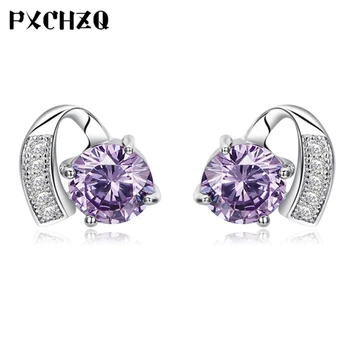 

Ms. small fresh sweet temperament heart-shaped crystal earrings silver plated earrings simple and elegant retro 8MM