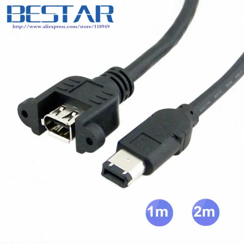 FireWire IEEE 1394 6P 6PIN Male to Female IEEE 1394 Firewire 400 with Mount Screw type Extension