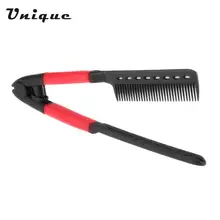 Профессиональный Выпрямитель для волос Расческа выпрямитель для волос с расчёской щёткой V образный складной инструмент для укладки волос салонный инструмент для укладки волос