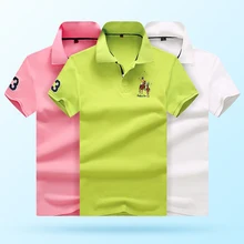 Бренд, мужские, не скатываются, дышащие, пот, одноцветные, хлопок, короткий рукав, рубашки поло, вышитые, Бизнес Стиль, повседневные, поло