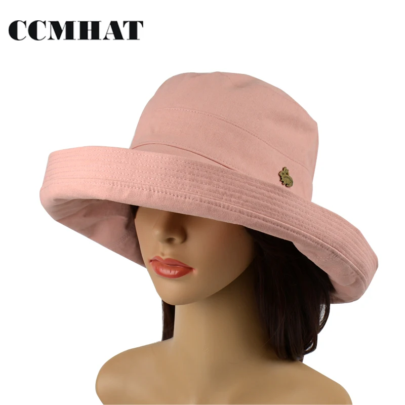 CCMHAT Women Flat Hats 4 Colors Adult Bucket Hats Cotton Summer Bob