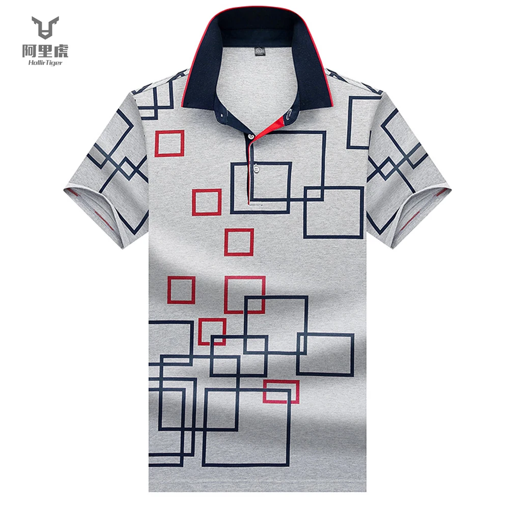 

Hollirtiger Square Design Tops&Tees Dry Fit Mens Polo Shirts Summer 2019 Fashion Camisa Polos Shirt White Gray Masculina Homme