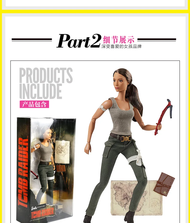 Оригинальная кукла Барби Super Star Tomb Raider Lara, коллекция, кукла, модный стиль, подарок на день рождения, куклы Bonecas, детские игрушки для девочек