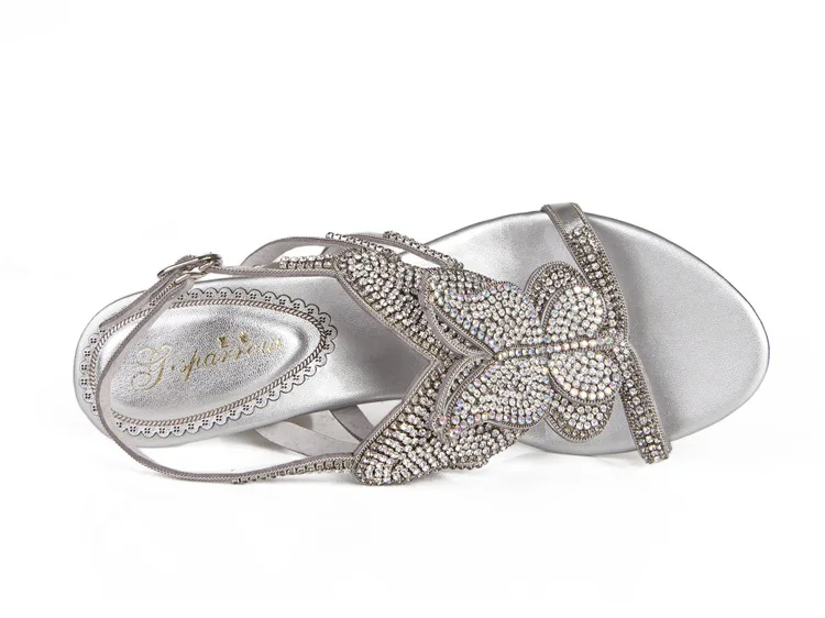 G-sparrow Summer New Korean Fashion Silver Crystal Diamond Womens Bridesmaid Shoes Stilettos Heel Sandals 8cm16