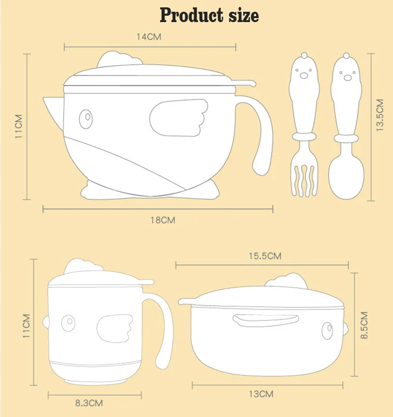 5 шт./компл. детей столовая посуда Термальность изоляции набор детской посуды Еда для разогрева блюд набор чаш для противоскользящие хлопковые носки для детей пластины набор присоски