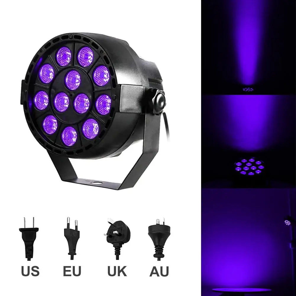 

12 LED Sound Activated LED Stage Light Par LED DMX512 Stage Lighting Effect Master-Slave Led Flat for DJ Disco Party KTV