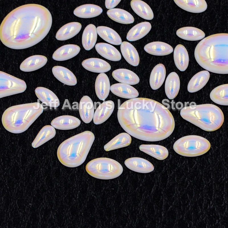 

5 Packs High Quality Flat Back 3D Nail Glitter Rhinestone Pearls For Nail Art Decoration Nail accessories White AB New Arrival