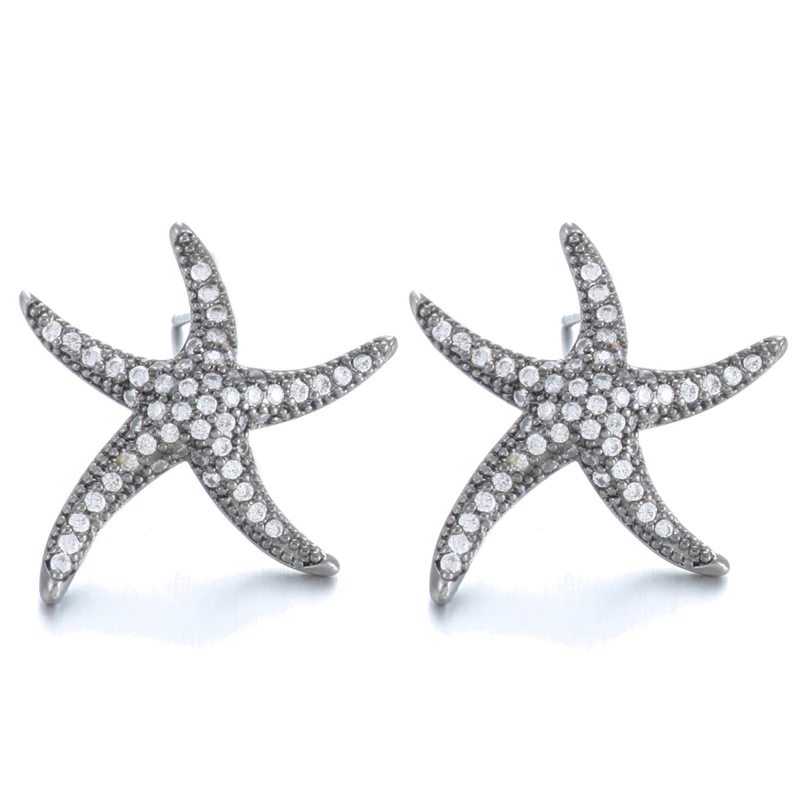 LXOEN модные звезды Морская звезда большие серьги с AAA+ серьги с цирконием кубической огранки для женщин ювелирные изделия подарок Bijoux - Окраска металла: Black Gun