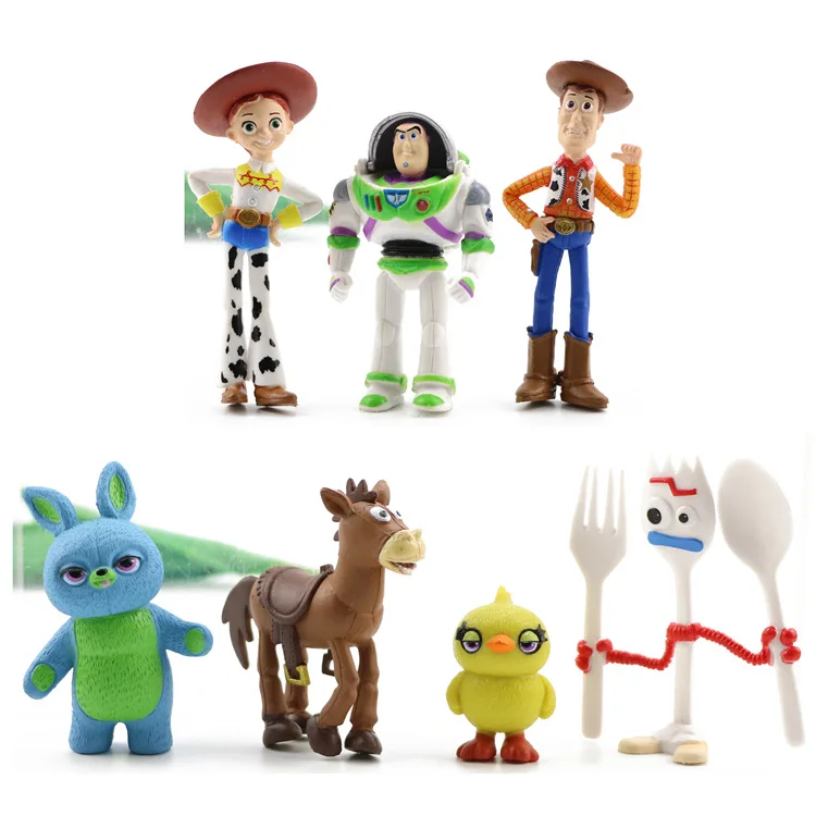 7 шт./компл. История Игрушек 4 Buzz Lightyear Jessie Woody Bullseye Forky ПВХ Фигурка DIY микро игрушки